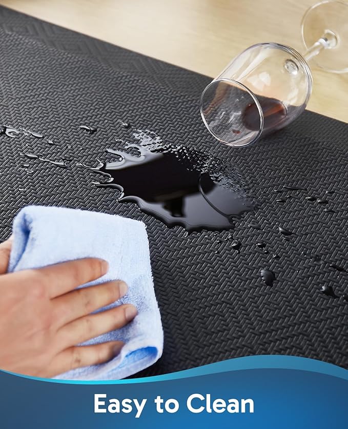 Ophanie Kitchen Mats for Floor, 3/4 Inch Thick Kitchen Rugs, 20'' x 60'' Anti Fatigue Standing Cushioned Mat, Waterproof,Comfort Ergonomic Mat for Office, Home, Sink, Black Non-Slip Bottom