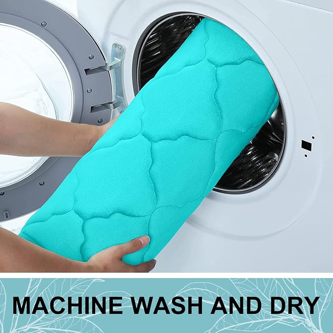 OLANLY Memory Foam Bath Mat Rug 47x17, Ultra Soft and Absorbent Bathroom Rugs, Non-Slip, Comfortable, Machine Washable Bath Carpet for Bathroom Floor, Tub, Shower and Home Decor Accessories, Teal