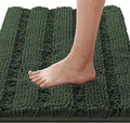 H.VERSAILTEX Bath Rugs for Bathroom Non Slip Bath Mats Extra Thick Chenille Striped Rug 20" x 32" Absorbent Non Skid Fluffy Soft Shaggy Washable Plush Mat for Indoor, Bath Room, Tub - Bronze Green