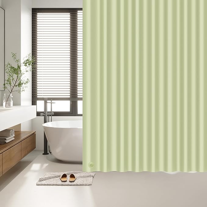 EHZNZIE Sage Shower Curtain Liner 72x72, PEVA Waterproof Bath Curtain, No Chemical Smell, 3 Weighted Magnets, Durable with Rustproof Metal Grommets