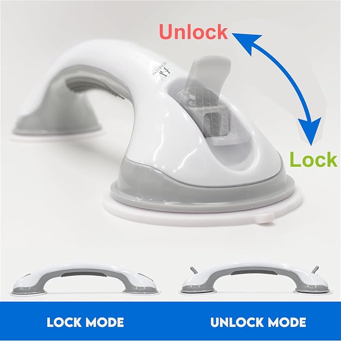 Shower Grab Bars for Elderly, Suction Shower Handles for Bathroom Safety, Non-Slip Shower Safety Bars for Seniors, Removable Grab Bars for Shower Walls, Bathtub Support 16 Inch (2 Pack)