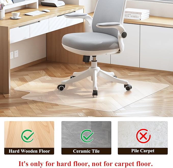 Office Chair Mat for Hardwood Floors - 36"x47" Desk Chair Mats Home Floor Protector Heavy Duty - Easy Clean