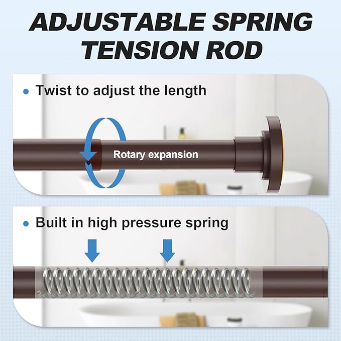 CorkLatta Bronze Shower Curtain Rod 31 to 68 Inch,1 Inch Diameter Adjustable Spring Tension Stainless Steel Telescoping Rod,Easy Install,No Rust