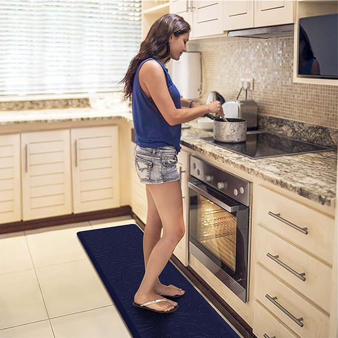 KMAT Kitchen Mat Cushioned Anti-Fatigue Floor Mat Waterproof Non-Slip Standing Mat Ergonomic Comfort Floor Mat Rug for Home,Office,Sink,Laundry,Desk 39"(L) x 20"(W),Blue