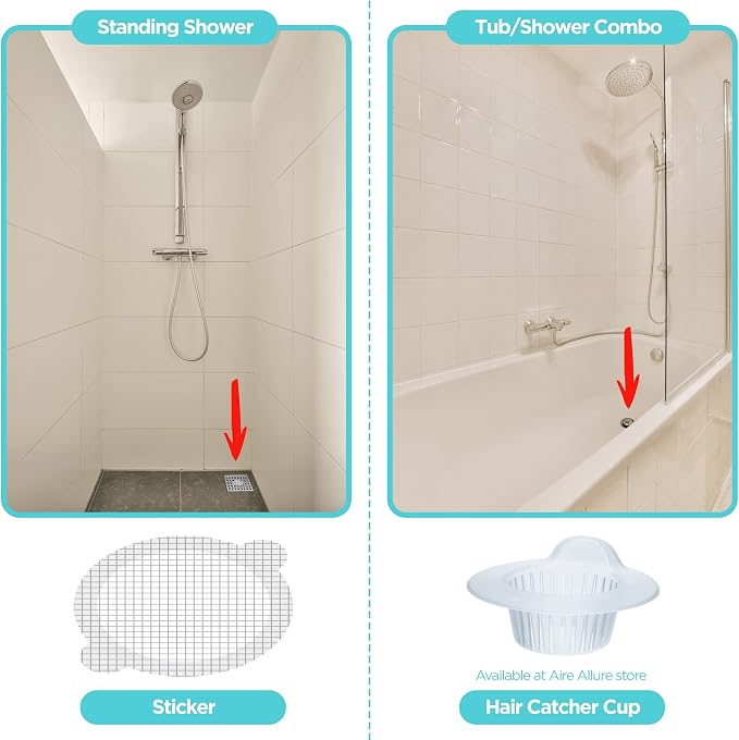 50 Pack Disposable Shower Drain Hair Catcher Mesh Stickers - Peel & Stick Drain Strainers to Prevent Clogs, Strong Waterproof Adhesive, Mess-Free Disposable Drain Covers for Shower & Bathtub