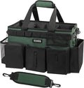 SCAVATA Wearable Cleaning Caddy Bag, Cleaning Caddy Supplies Organizer with Handle & Shoulder Straps for Housekeepers, Under Sink & Car Cleaning Tool Organizers with 4 Foldable Divider (TreeGreen)