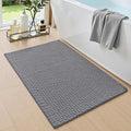 DEXI Bathroom Rugs 24x16, Non Slip Washable Bath Mat, Absorbent Chenille Bathmat, Ultra Soft Thick Carpet for Tub Shower Floor, Grey