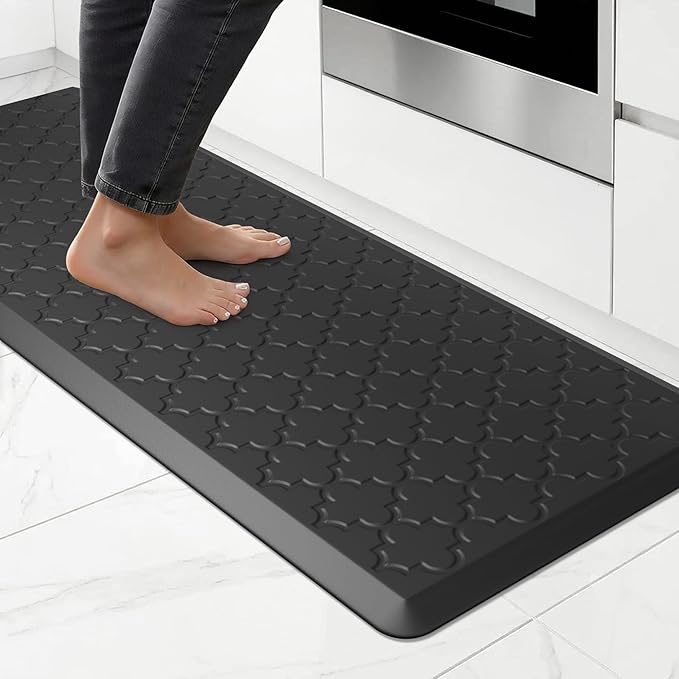 Kitchen Mat Cushioned Anti Fatigue for Floor, Non-Slip Waterproof Comfort Rug for Kitchen Sink, Standing Desk & Laundry, 17.3"x39", Black