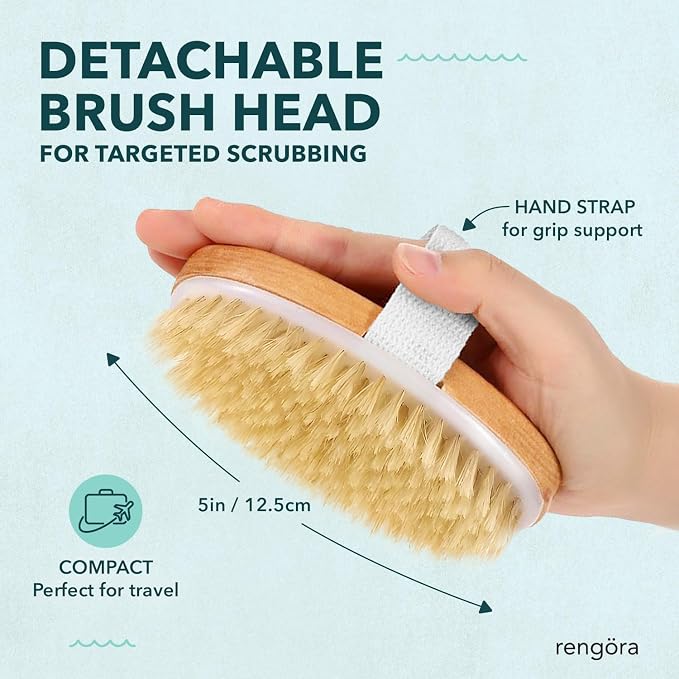 Back Scrubber for Shower - 20" Long Handle Shower Brush - Natural Bristle Back Brush - Ergonomic Handle + Silicone Anti-Slip Grip - Great Gift Idea - Men, Women + Seniors Love This (Regular Bristles)