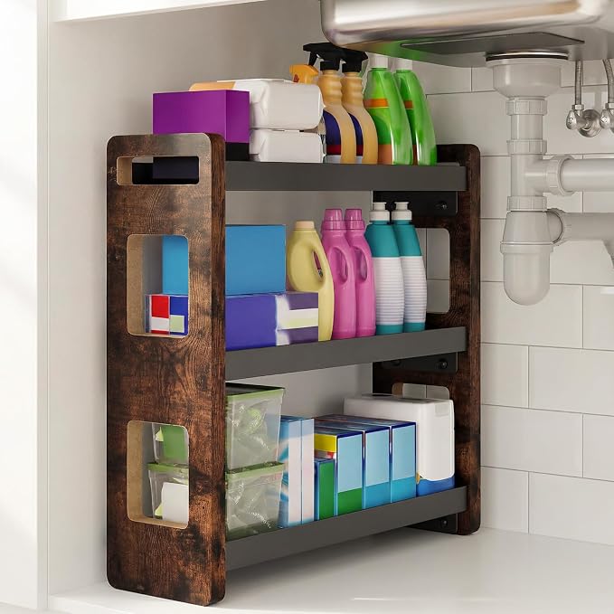 Bathroom Organizers and Storage,Bathroom Counter Organizer,Bathroom Counter Shelf,Bathroom Sink Organizer,Vanity Organizers,Vanity Storage,Perfume Display, for Dad (Brown 3 Tier)