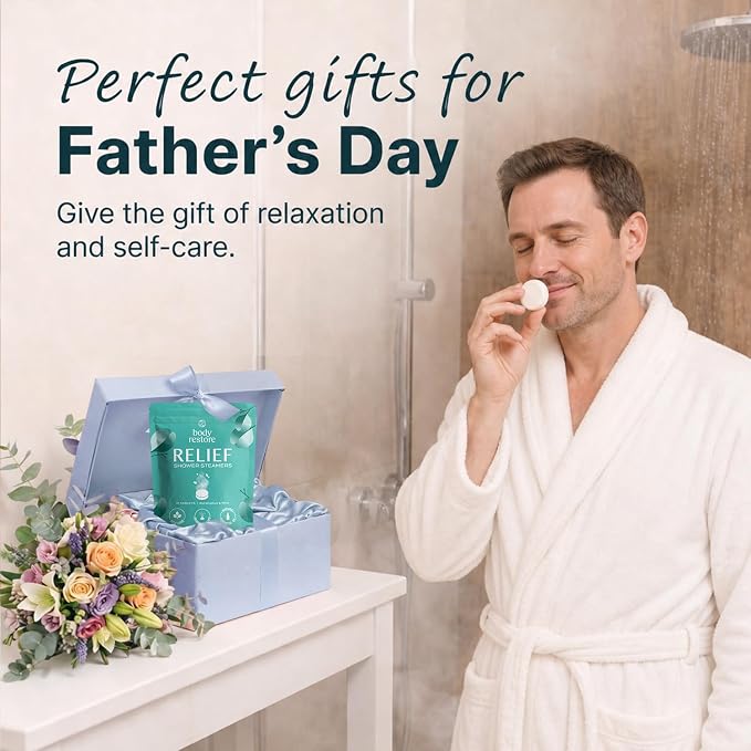 Body Restore Shower Steamers Aromatherapy 15 Pack – Fathers Day Gift for Dad, Birthday Gifts for Women & Men, Spa Stress Relief & Relaxation Self Care Gifts – Premium Eucalyptus Essential Oil Tablets