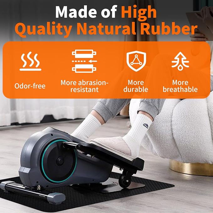 Double-Sided Non-Slip Workout Mat for Elliptical Machine, 23.6" x 17" Stepper Mat for Under Desk Ellipticals & Pedal Exercisers, Stability & Floor Protection, Vibration Plate Mat Compatible