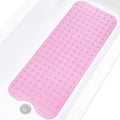 Bathtub and Shower Mats, Extra Long Non-Slip Bath Tub Mat 39 x 16 Inch, Machine Washable Bathmat with Suction Cups & Drain Holes for Bathroom Floor, Clear Pink
