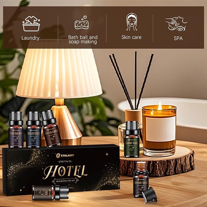 Hotel Collection Diffuser Oil, My Way, Dream State, Coastal Cabine, Inspired by The Most Popular 5-Star Hotel Scents, Fragrance Oil Set 6 * 10 ml