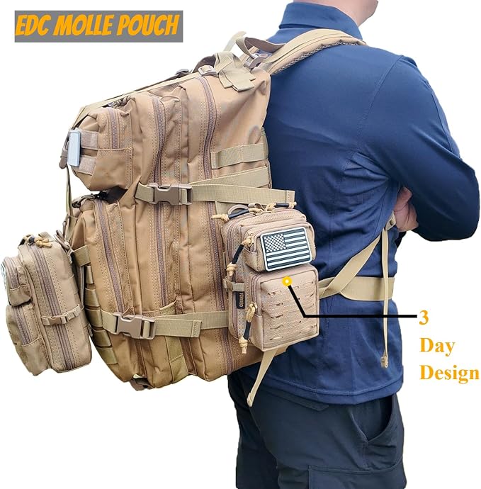 2 Pack Tactical Molle Utility Pouchs,Mini Belt Pouch EDC Pouch Tactical Phone Pouches Outdoor Admin Tool Pouch Medical EDC IFAK Pack with US Flag Patch