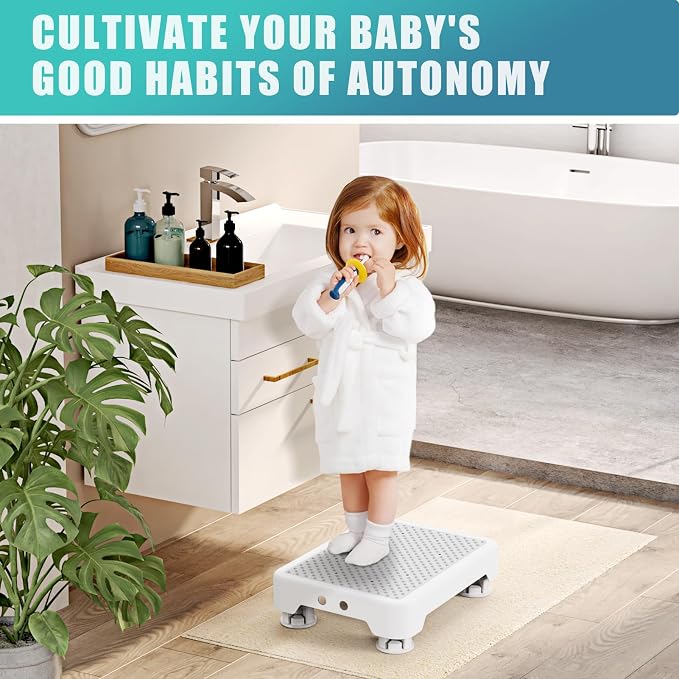 SPACELEAD Mobility Step Stool for Adults & Seniors, Indoor/Outdoor Portable Stair Assist, Anti-Slip Platform for Bathroom， Kitchen, Office, and Bedroom, 600lbs Capacity, White Gray