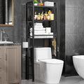 Kalrin Over The Toilet Storage with X Shape Side Guardrail, 3-Tier Over Toilet Storage Rack with Drain Basket, Freestanding Bathroom Organizer for Balcony Laundry, Pure Black