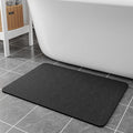 Bath Mat Rugs 24x17 - Diatomaceous Earth Bath Mat Quick Dry Absorbing Bathroom Rugs Rubber Non Slip Thin Bathroom Mat Fit Under Door, Bath Mats for Bathroom Floor, Tub and Shower, Sink, Dark Grey