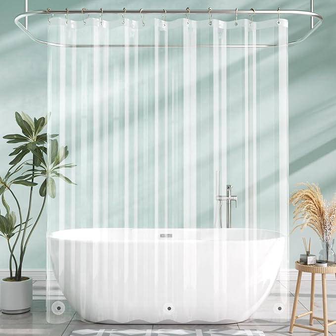 AmazerBath Extra Long Shower Curtain Liner, Clear, 84 Inches Long, 72x84 Plastic Curtain Liner, Cute PEVA Tall Shower Liner for Bathroom with 3 Magnets