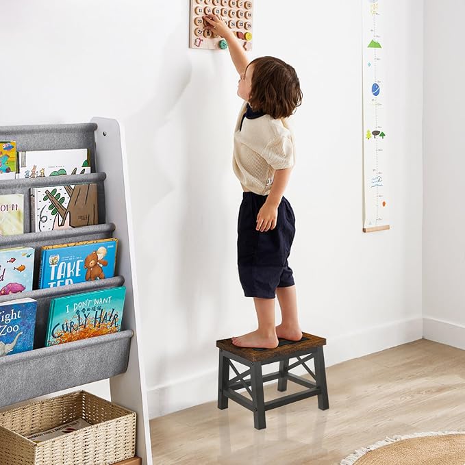 YINMIT Wooden Step Stool for Adults and Kids, Step Stool for High Bed with Non-Slip Feet, Using for Bedroom, Living Room and Kitchen, Hold Up to 500 lbs