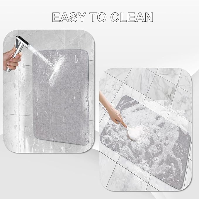 1/10 Inch Ultra Thin Indoor Door Mat, Long-Lasting & Maximum Non-Slip Rubber Backing, Washable & Stain-Resistant Entryway Mat with Powerful Dirt Trapper for Hallway and Kitchen, 47"x24", Gray