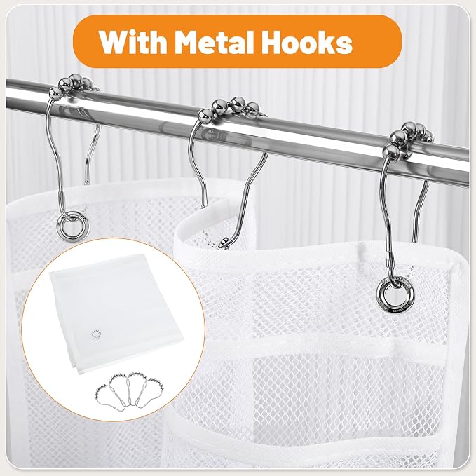 Dntorx 2 Pack Mesh Shower Hanging Caddy, 7 Pockets Hanging Shower Organizer with Metal Loop, Portable Bathroom Bag for Shampoo, Body Wash, Soap, and Cruise Ship Essentials