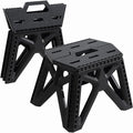 Folding Step Stool Holds 440 lbs - 9" Sturdy Foldable Step Stool with Non-Slip Base, Space Saving for Kitchen, Bathroom, Camping (Black)