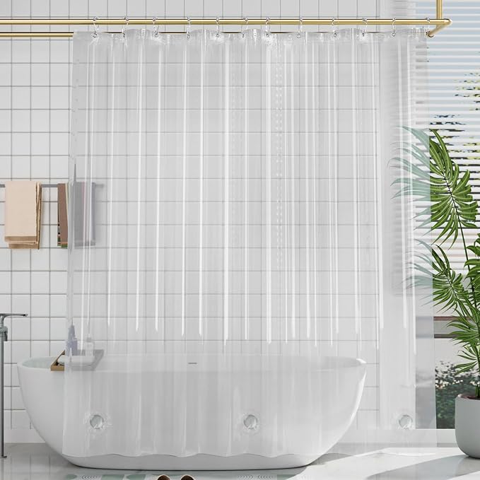 AmazerBath Stall Shower Curtain Liner 54x78, Plastic Shower Liner Clear, Small Shower Stall Curtain Liner Thick PEVA, Heavy Duty 8G, Stand Up Shower Curtain with 2 Weighted Stones and 9 Grommets