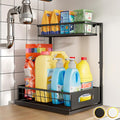 Under Sink Organizer, Cabinet Organizer for Kitchen, Height Adjustable Pull Out Heavy Duty 2 Tier Metal Under Sink Storage for Bathroom Pantry (Black, 1 Pack)