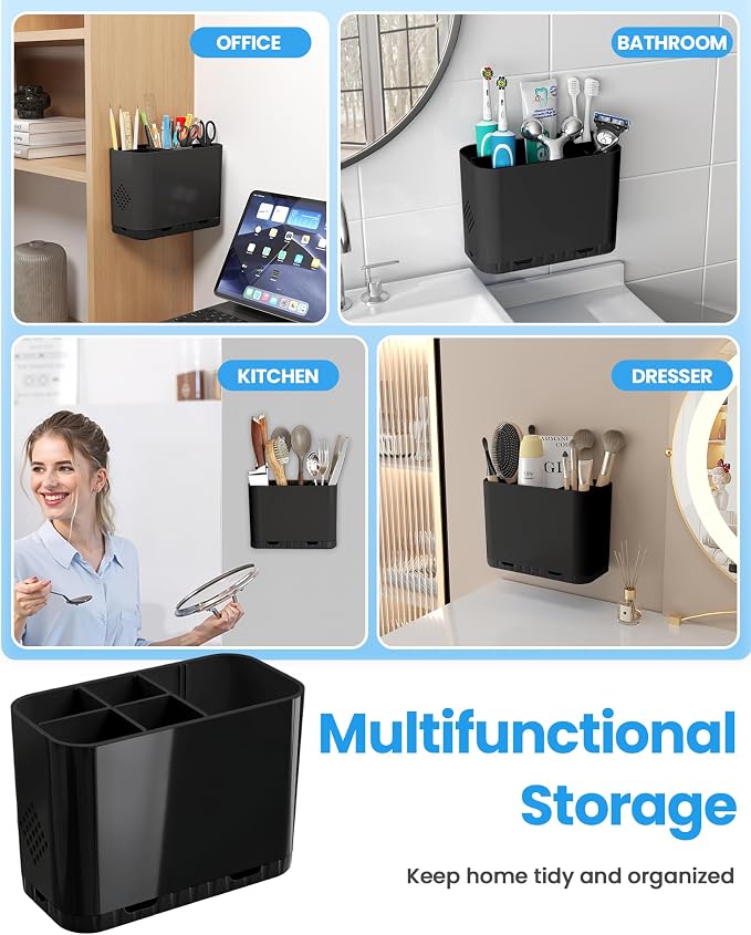 Toothbrush and Toothpaste Holders for Bathrooms Countertop - Detachable 5 Slots Kids Electric Toothbrush Holders Set Wall Mounted with Removable Dividers for Bathroom Decor and Accessories Organizer
