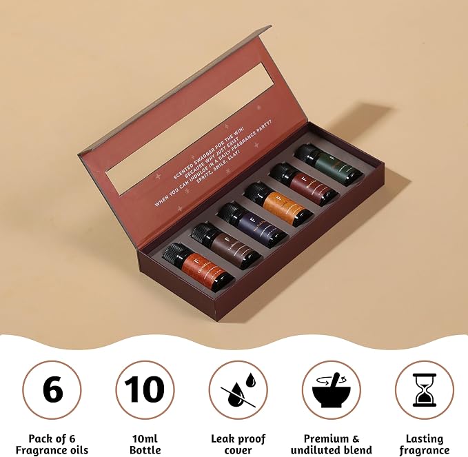Folkulture Essential Oils Set for Diffuser | Set of 6 Luxury Floral & Oud Fragrance Oils | Orchid Oud, Rose Oud & Warm Sensual Blends | Fathers Day Gift & Home Fragrance Gift Set