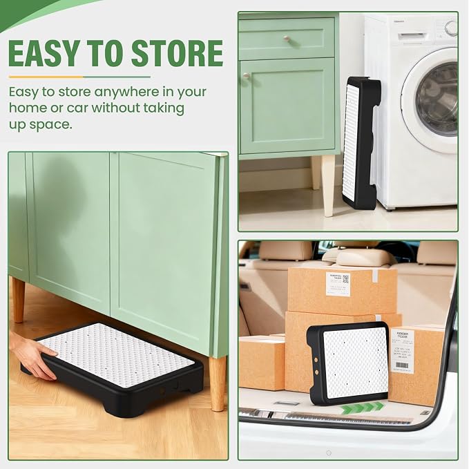 SOYO Mobility One Step Stool, Heavy Duty Indoor Outdoor Non-Slip Small Step Platform Assistive Device for Adult Elderly, Standing Support and Step Riser for Car, Bed, Door, Stair, Bathroom Black-White