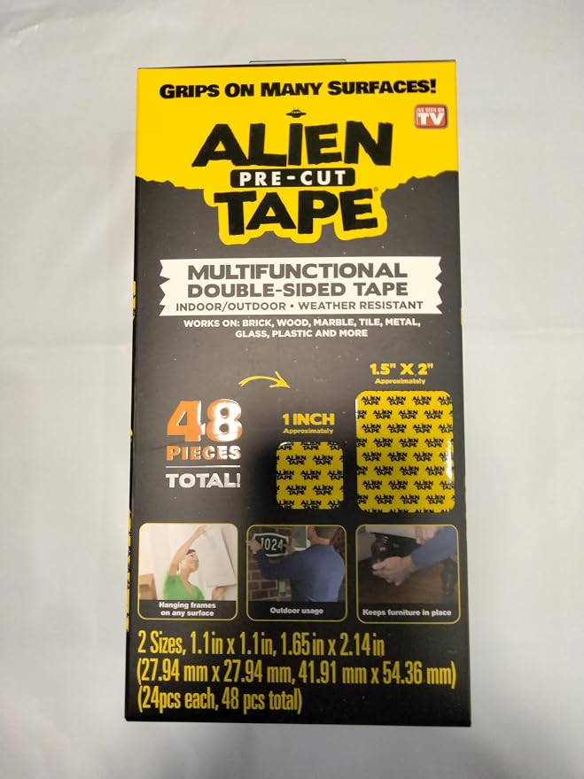 Alien Grip Rug Gripper Carpet Tape – 96 pcs, 1.5x2 and 1x1 in. Anti-Slip Hardwood, Tile Floor, No Damage - Double Sided Reusable, Non Slip Corner Rug Pads - As Seen on TV