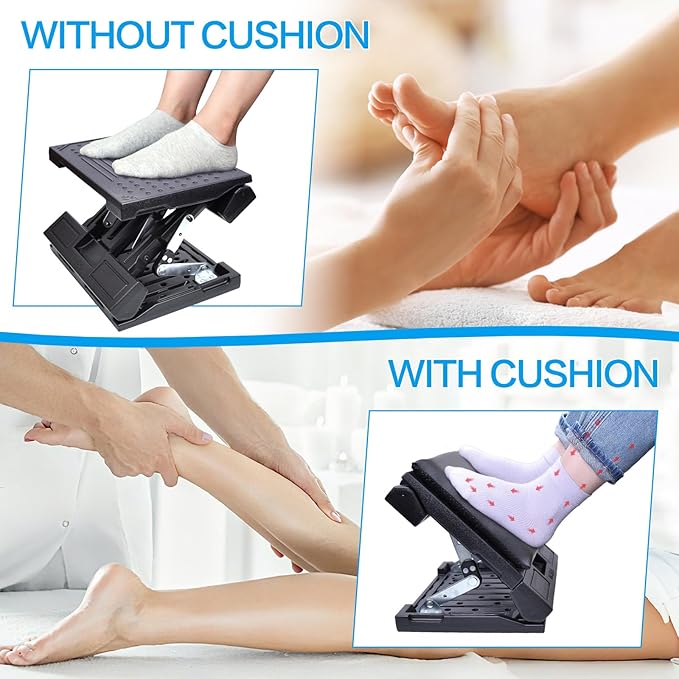Scalebeard Foot Rest for Under Desk at Work,Height Adjustable Infinite Angle Ergonomic Foldable Footrest for Office, Gaming,Computer, Removable Pad Desk Foot Stool with Massage Beads,All-Season(Black)