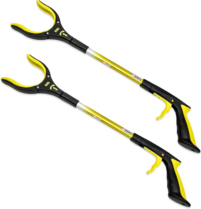 RMS 2-Pack 21 Inch Grabber Reacher with Rotating Jaw - Mobility Aid Reaching Assist Tool
