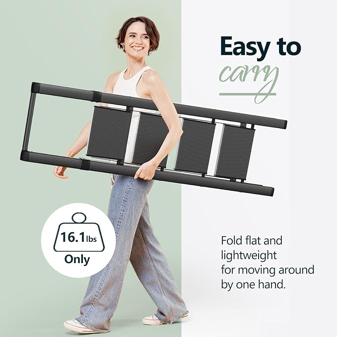 WOA WOA 4 Step Ladder for 10 Feet High Ceiling, Lightweight Foldable Ladder with Non-Slip Wide Pedals, Step Stool with Safe Handrail, Space Saving for Home, Kitchen, Indoor & Outdoor 300lbs - Black