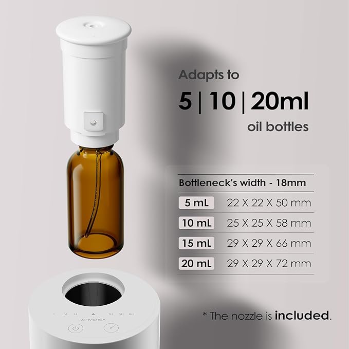 Airversa Waterless Diffuser for Essential Oil, Car Diffsuer, Battery Operated Nebulizer, 0.7 Fl Oz/ 20mL, Mini Scent Air Machine, 3 Timers & 3 Mist Levels for Home, Room, Car, Office - AN6 Yogurt