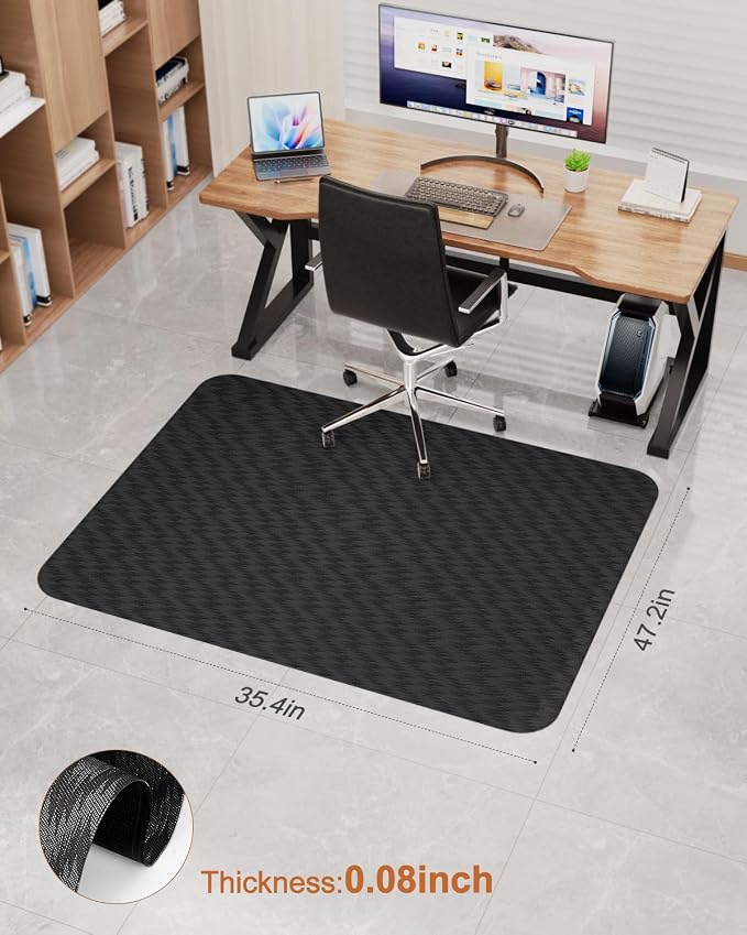 Blvornl Large Office Chair Mat for Hardwood Floor, Rolling Chair Mat for Hard Wood, Large Anti-Slip Hard Floor Protector, Heavy Duty Computer Desk Rug for Office and Home 35.4"*47.2" Black