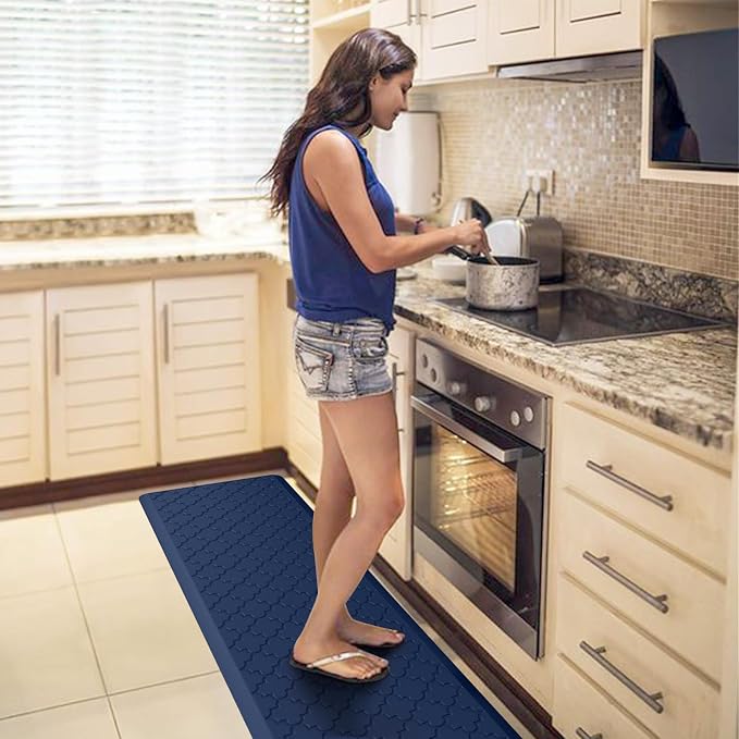 WISELIFE Kitchen Mat Cushioned Anti Fatigue Floor Mat,17.3"x60", Thick Non Slip Water Resistant Kitchen Rugs and Mats,Heavy Duty Foam Standing Mat for Kitchen,Floor,Home,Office,Sink,Laundry (Blue)