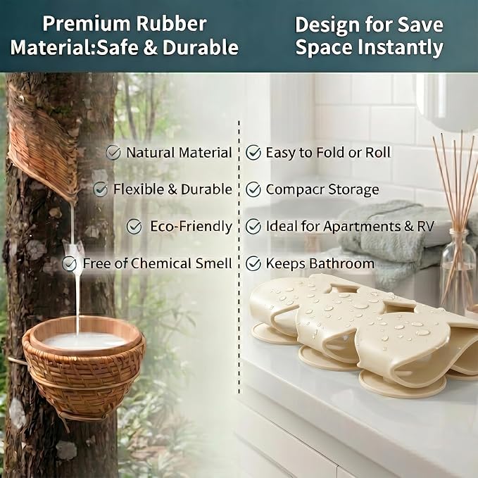 Webos Patented Non Slip Bathtub Mat Shower Bath Mats with Strong Suction Cups Soft Heavy Duty Natural Rubber Superior Grip&Drainage for Inside The tub (Beige, 28x16 inch)