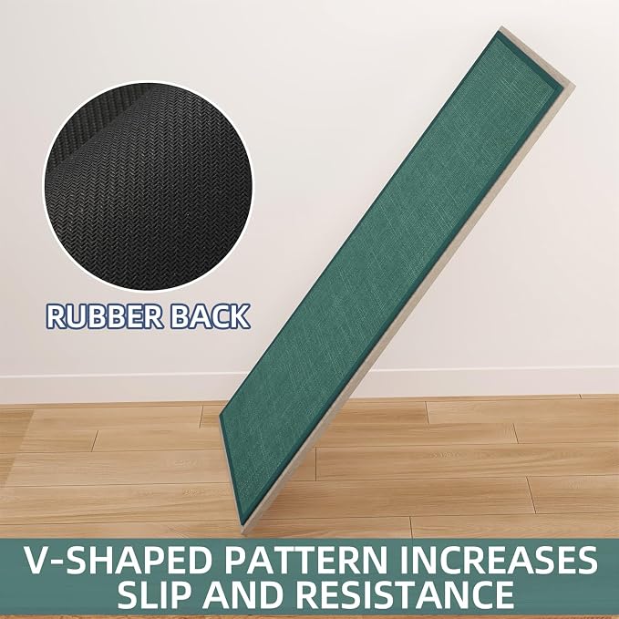 SUMLANS Kitchen Mat Set of 2 PCS, Christmas Cushioned Non Slip Rugs for Kitchen Floor, Absorbent Runner Comfort Standing Mats Washable for Kitchen, Office, Home (Green, 17.3"x47"+17.3"x30")