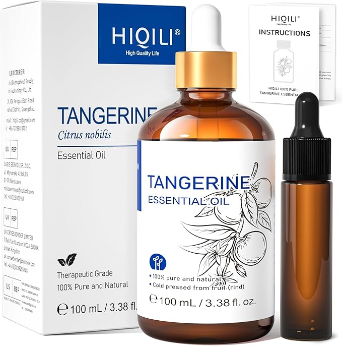 HIQILI 100ML Tangerine Essential Oil, Skin Care, Hair Care, Air Purification, Can be Added to Body Lotion, Shampoos, Diffusers Use - 3.38 Fl Oz