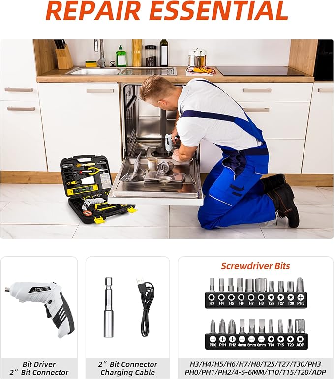 136 Piece Tool Set,General Household Hand Tool Kit with Plastic Toolbox Storage Case-136 Piece…