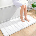 OLANLY Memory Foam Long Bathroom Rugs Runner 47x20, Super Soft Absorbent Bath Mat, Quick Dry, Machine Washable Shower Floor Rugs, Bathmat Carpet, Bathroom Home Decor Accessories, White