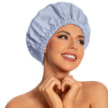 Reusable Shower Cap for Women, Large Waterproof Shower Bonnet with Elastic Band, Washable Bath Hair Cap for Long, Curly Hair, Braids, Daily Shower, Home Spa, Travel(Gray)
