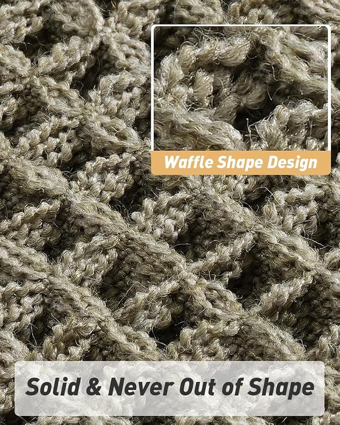 AMOAMI Upgraded Waffle Bath Mat, Super Absorbent Non Slip Bath Mats for Bathroom Floor, Machine Washable Bathroom Rugs with Tassels, Rubber Backed Bathroom Mats, Ultra Soft, 24" x 36", Green