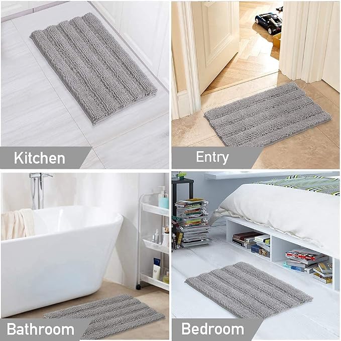 Turquoize Chenille Bath Rugs Shaggy Bathroom Rugs Non Slip Bath Rugs for Bathroom 24 x 36 Dove Bath Rug Extra Soft and Absorbent Area Rug, 24"x 36", Dove
