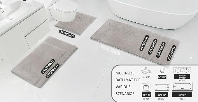 MINIDEAR Bathroom Rugs 47x20 Tan - Thick Memory Foam Bath Mat, Ultra Soft & Plush Fluffy, Non-Slip, Quick Dry, Absorbent Washable Floor Microfiber Mat for Tub, Home Decor Accessories