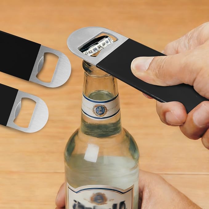 KTOJOY Bottle Opener, 3 Pack Speed Openers, Stainless Steel Flat, Matte Finish, Easy Grip, for Kitchen, Bar or Restaurant, Black
