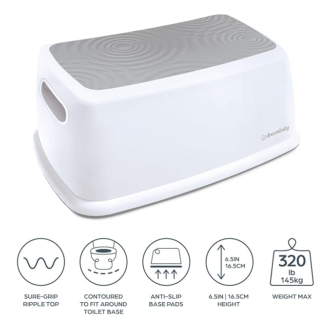 Dreambaby Toddler & Me Step Stool Potty Seat Training Aid with Anti-Slip Sure-Grip Steps, Holds up to 320 lbs for Kids & Adults, Grey